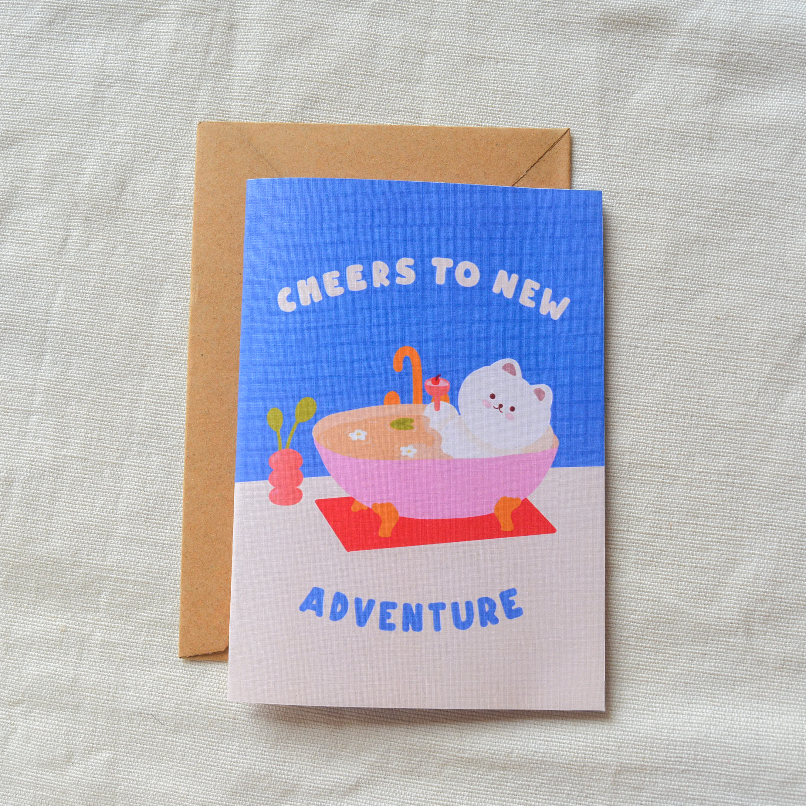 cheers to new adventures greeting card